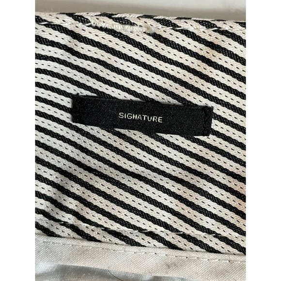 Talbots Signature Ankle Pant Women Size 8 Striped Black Cream Mid Rise Stretch - Picture 7 of 10